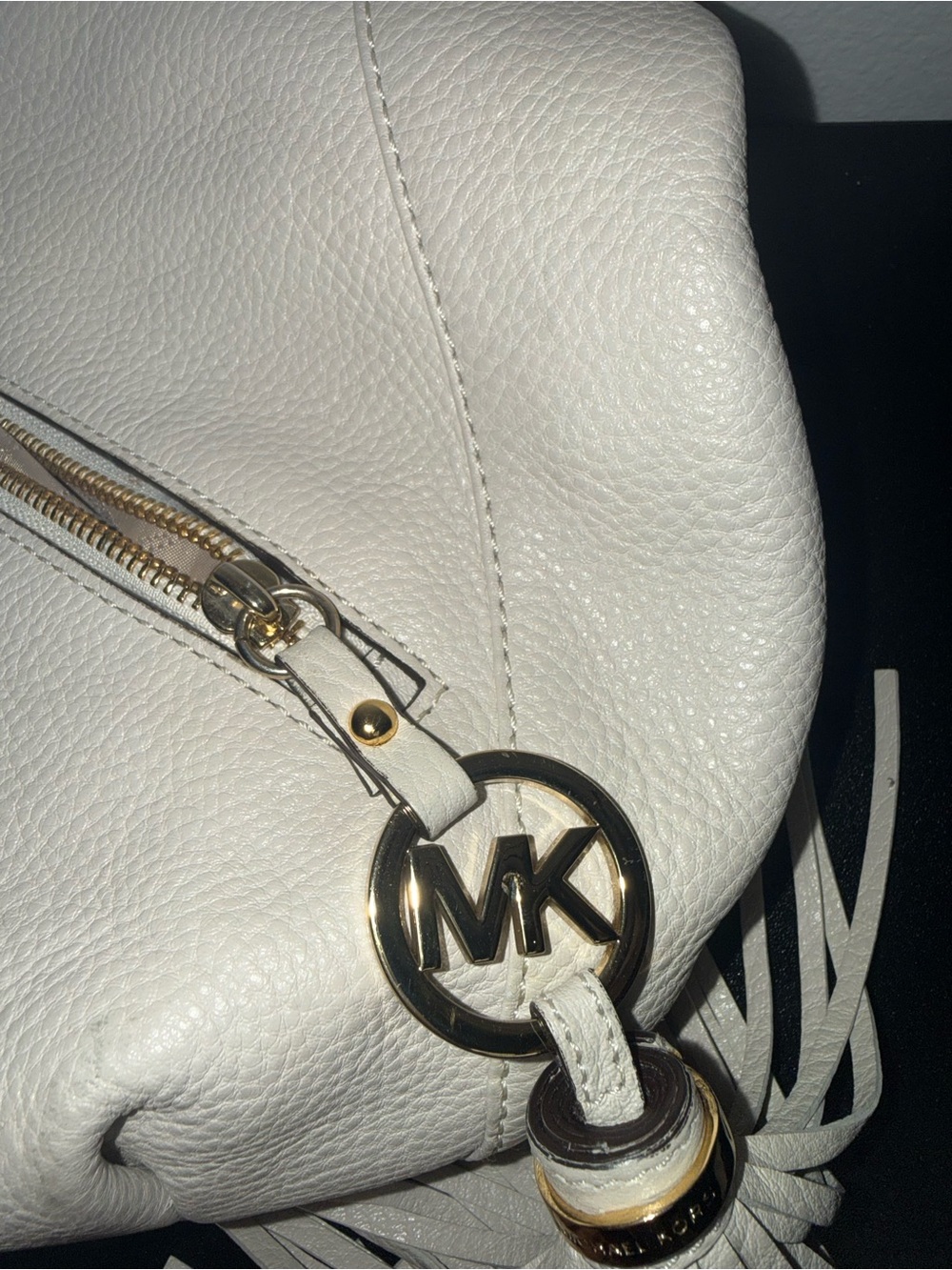 Michael Kors Soft Pebbled Cream Hobo with Tassel - Picture 3 of 5
